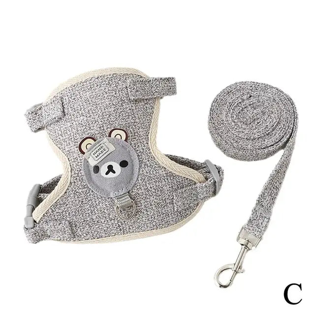 Teddy Bear Cat Harness and Leash Set
