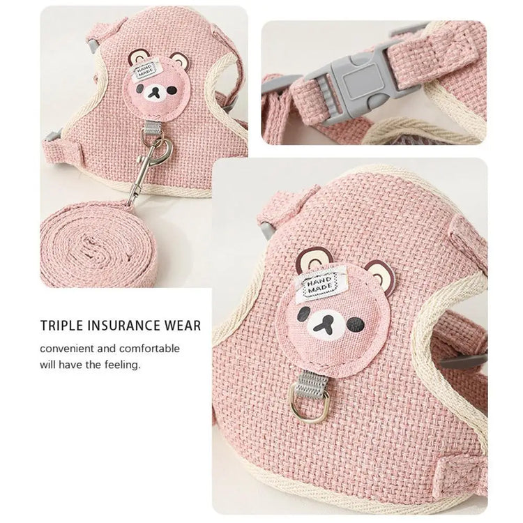 Teddy Bear Cat Harness and Leash Set
